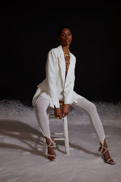 Stirrup Mesh Legging Pants - Yacht White