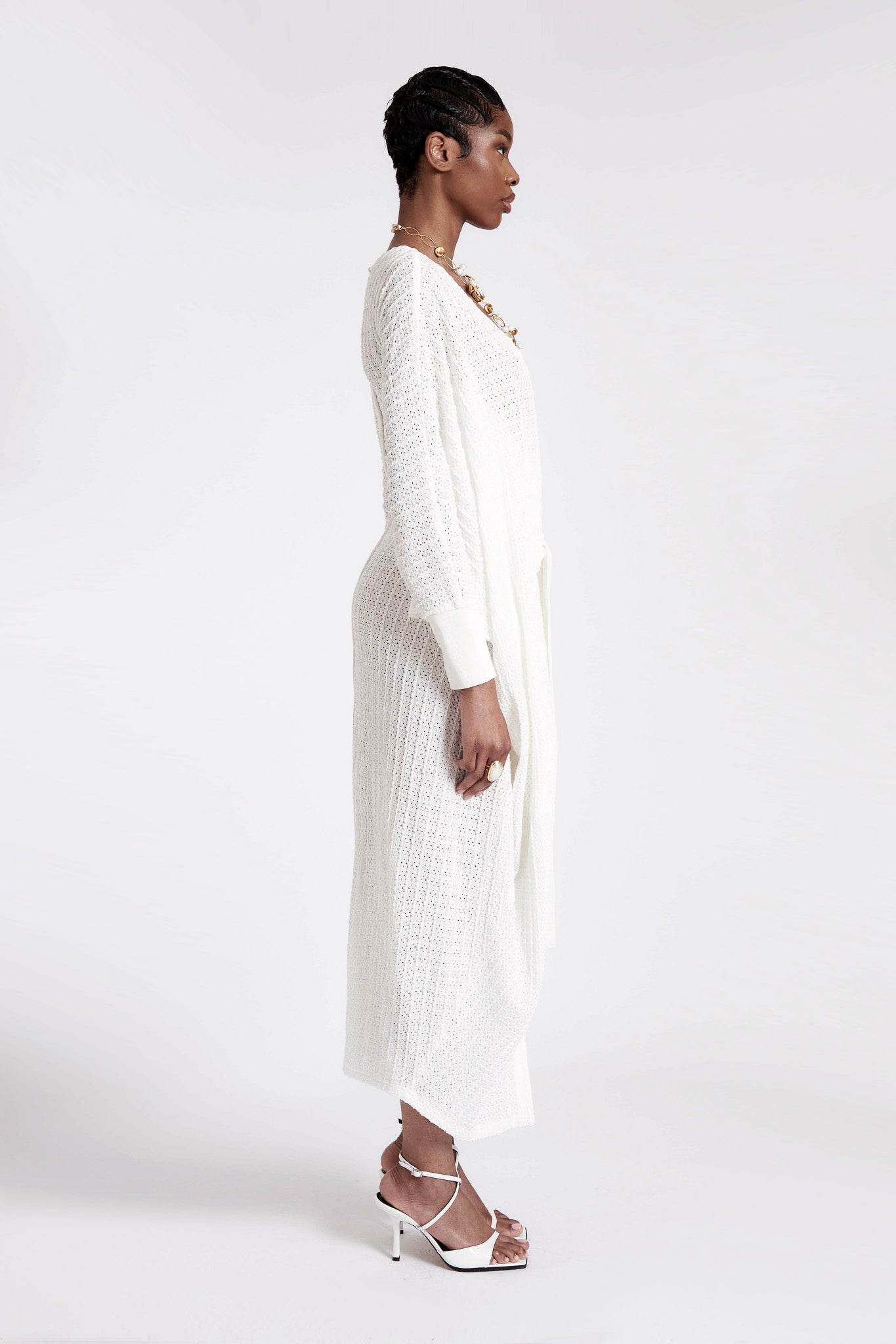 Draped Knit Tunic - Ecru