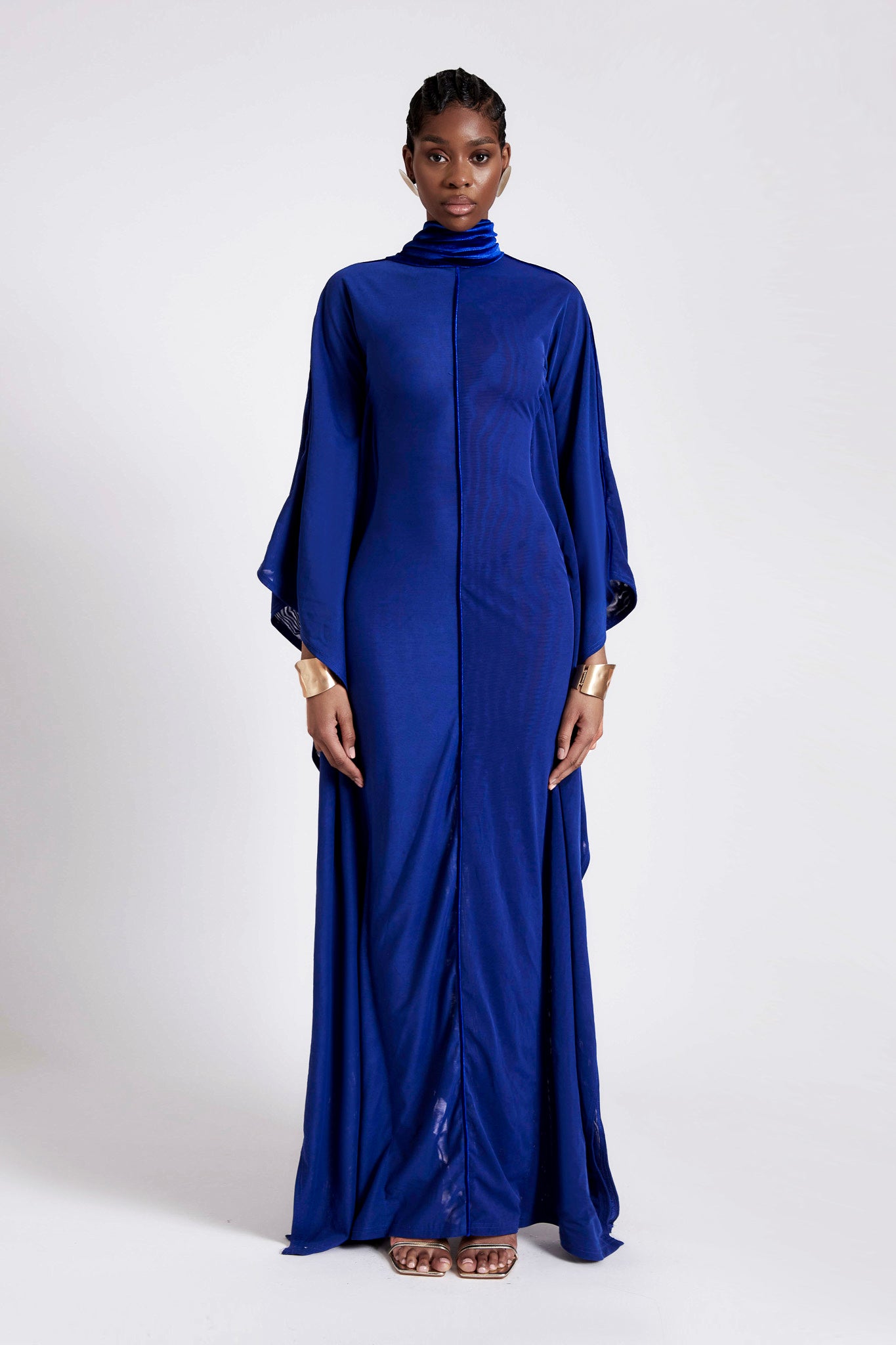 Mesh Batwing Gown - Sapphire