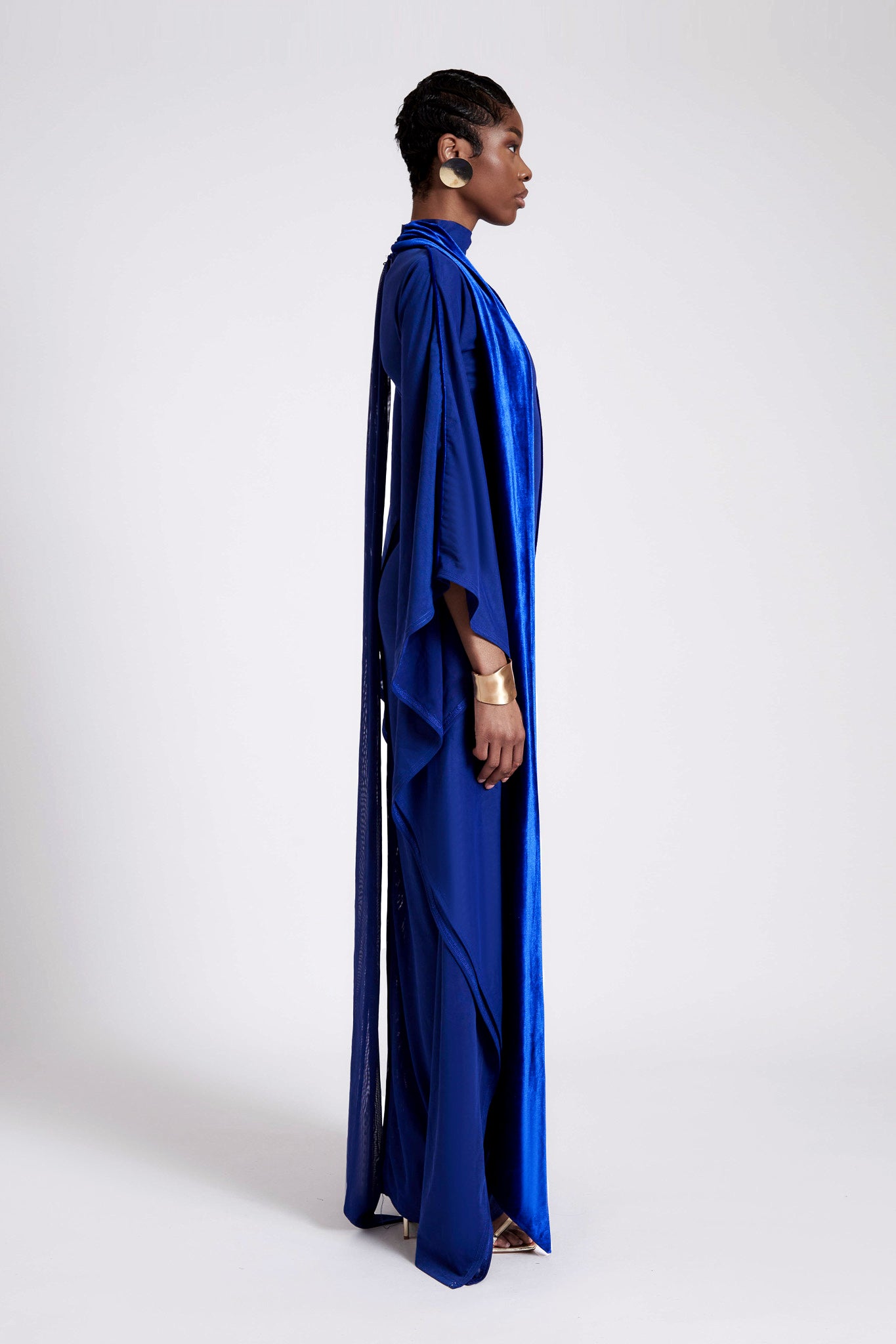 Mesh Batwing Gown - Sapphire