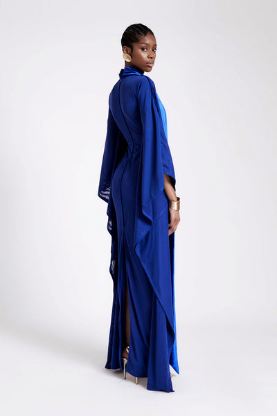 Mesh Batwing Gown - Sapphire