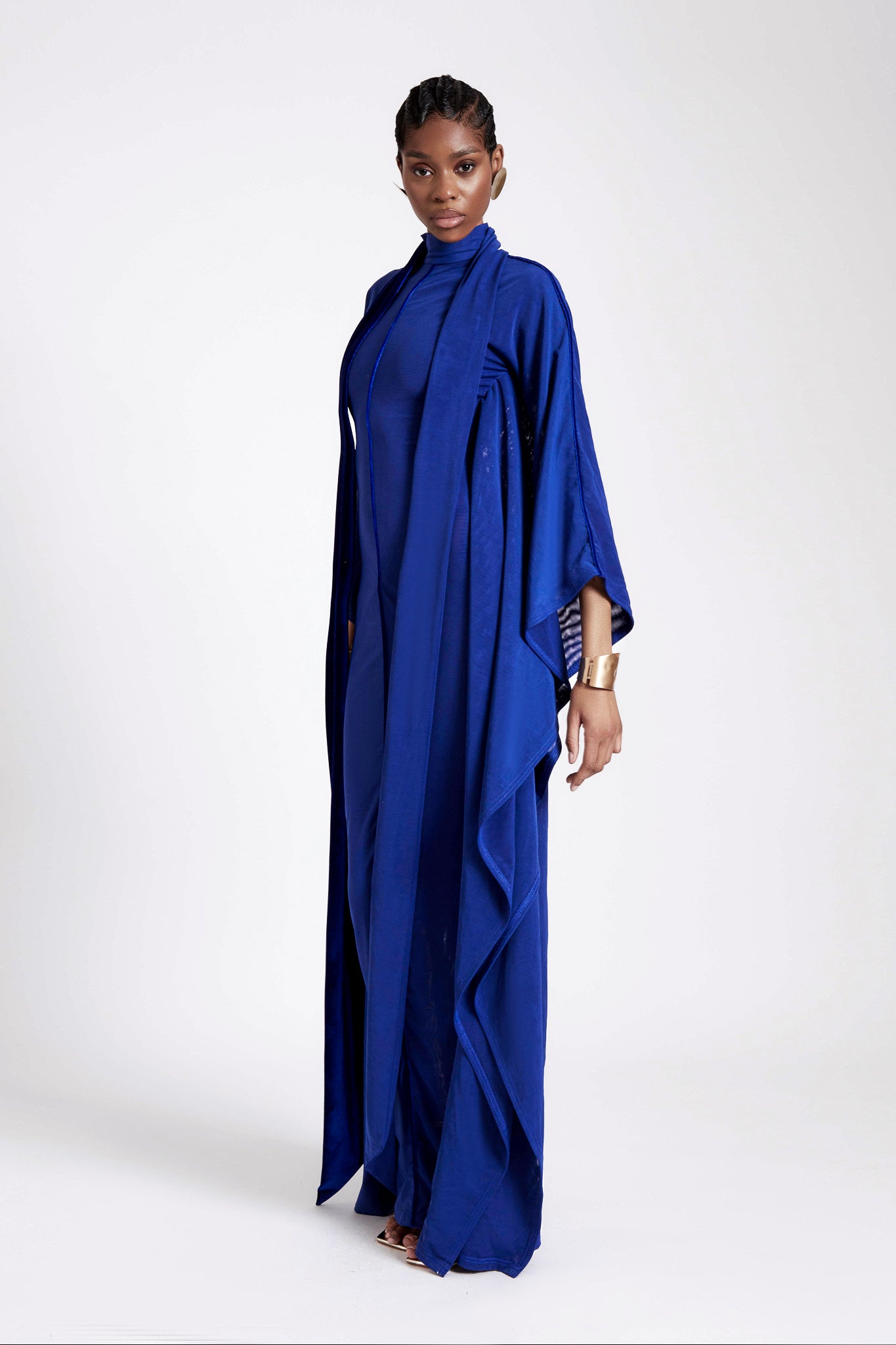 Mesh Batwing Gown - Sapphire