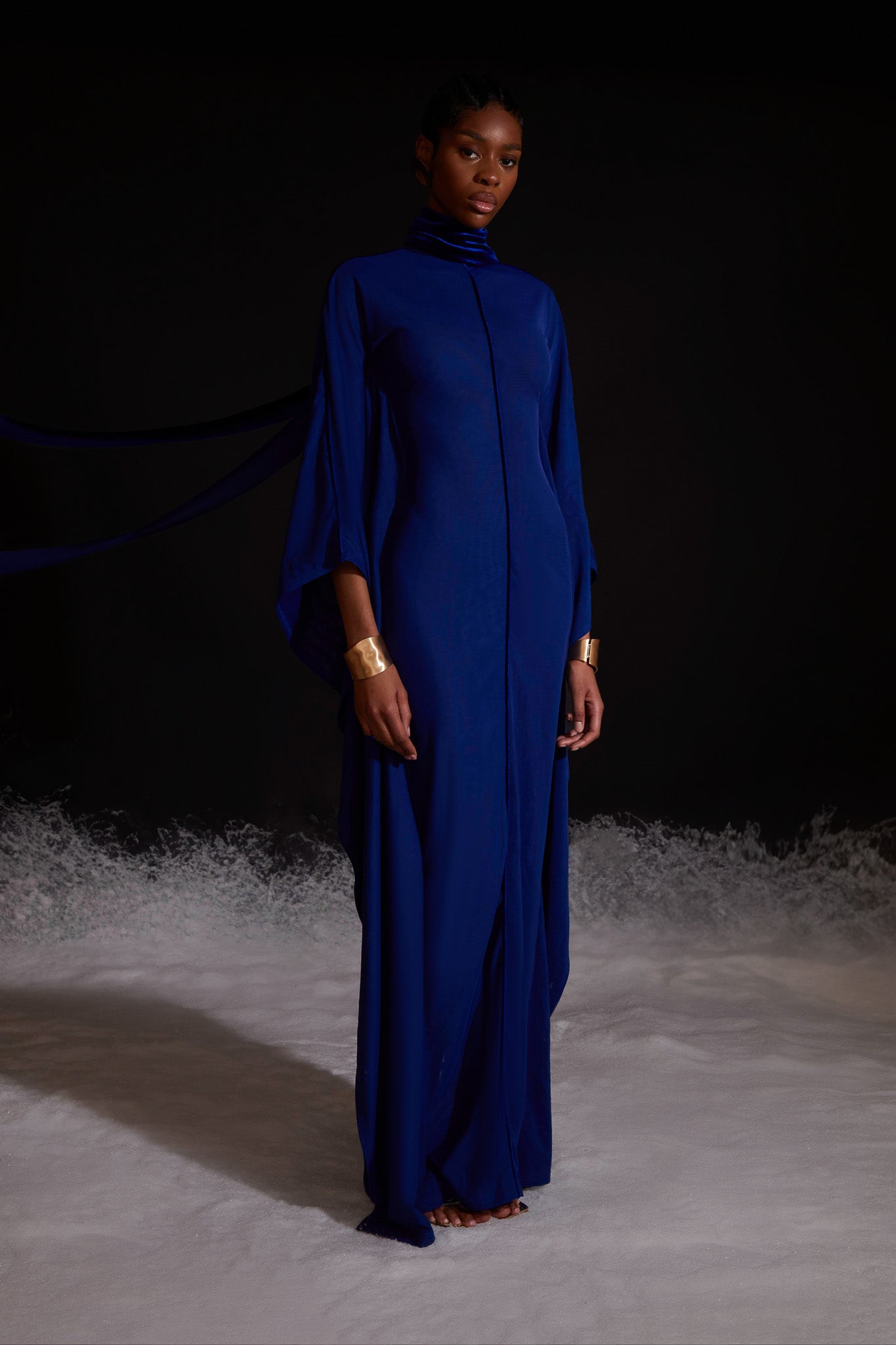 Mesh Batwing Gown - Sapphire