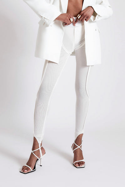 Stirrup Mesh Legging Pants - Yacht White