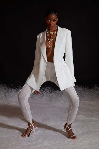 Stirrup Mesh Legging Pants - Yacht White
