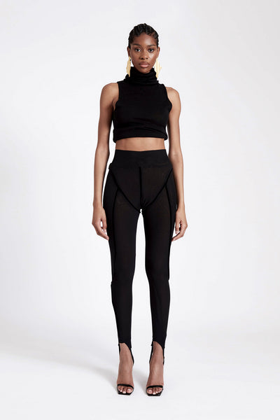 Stirrup Mesh Legging Pants - Panther