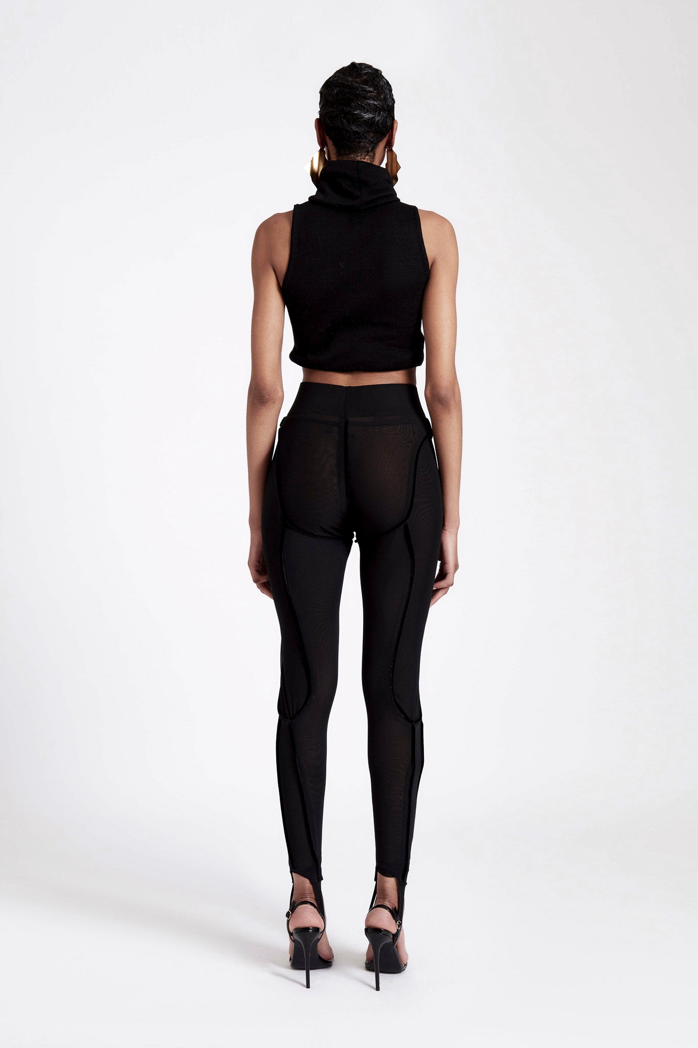 Stirrup Mesh Legging Pants - Panther