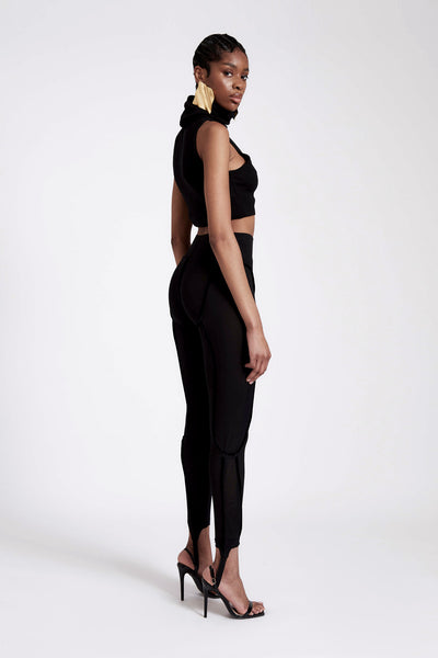 Stirrup Mesh Legging Pants - Panther