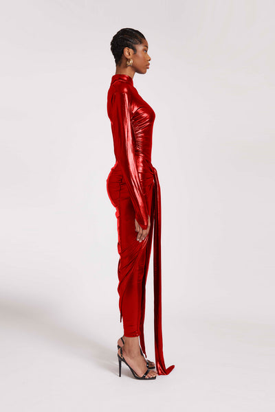 Coated Jersey Sarong Skirt - Candy Cane