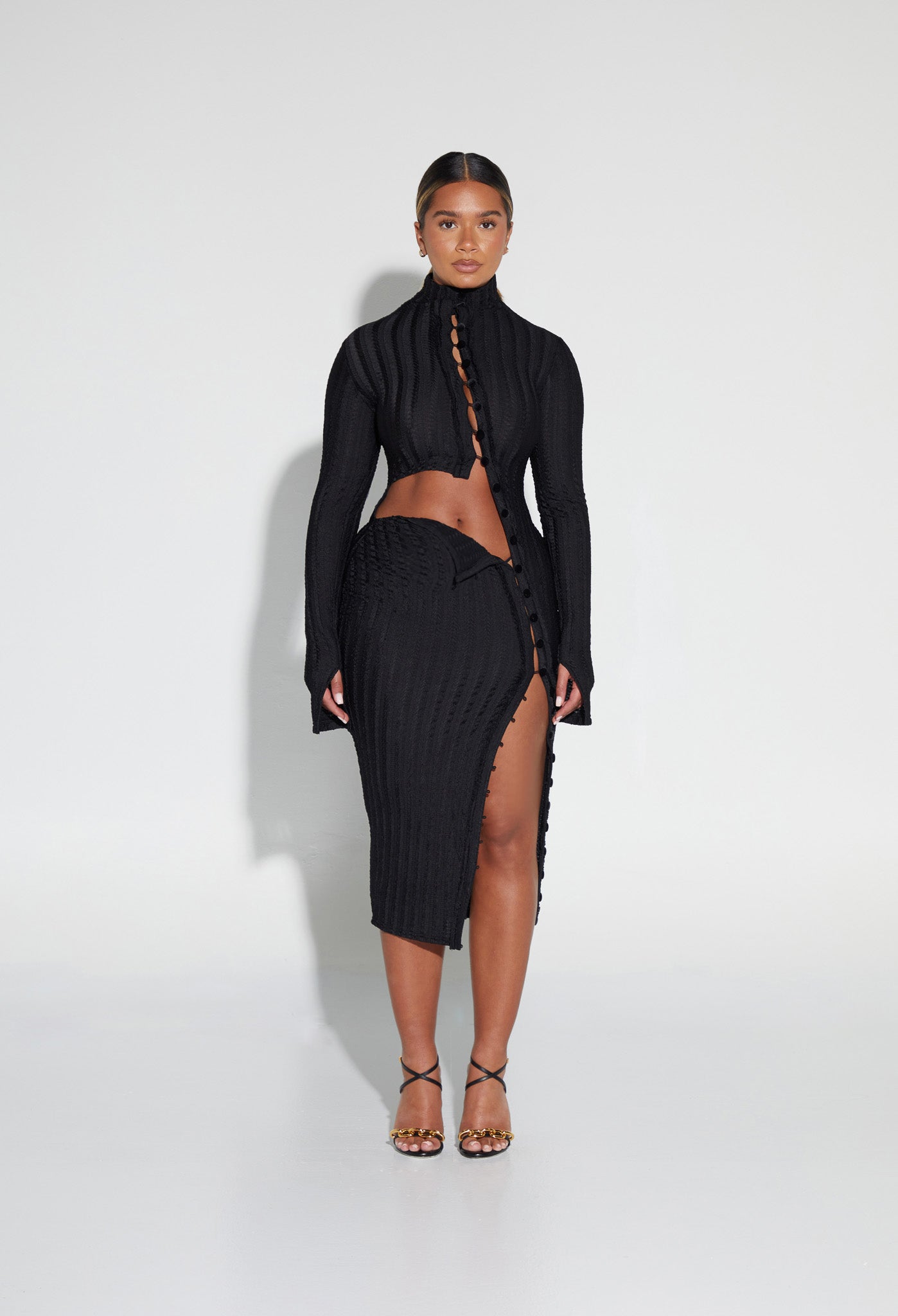 PRE ORDER Asymmetric Buttoned Midi - Panther