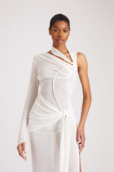 Asymmetric Knot Mesh Maxi - Yacht White