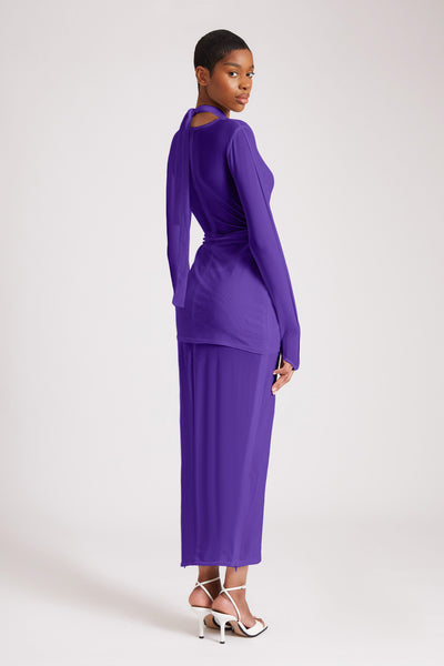 Asymmetric Knot Cut Out Mesh Maxi - Dragon Egg