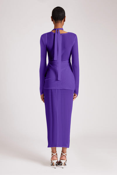 Asymmetric Knot Cut Out Mesh Maxi - Dragon Egg