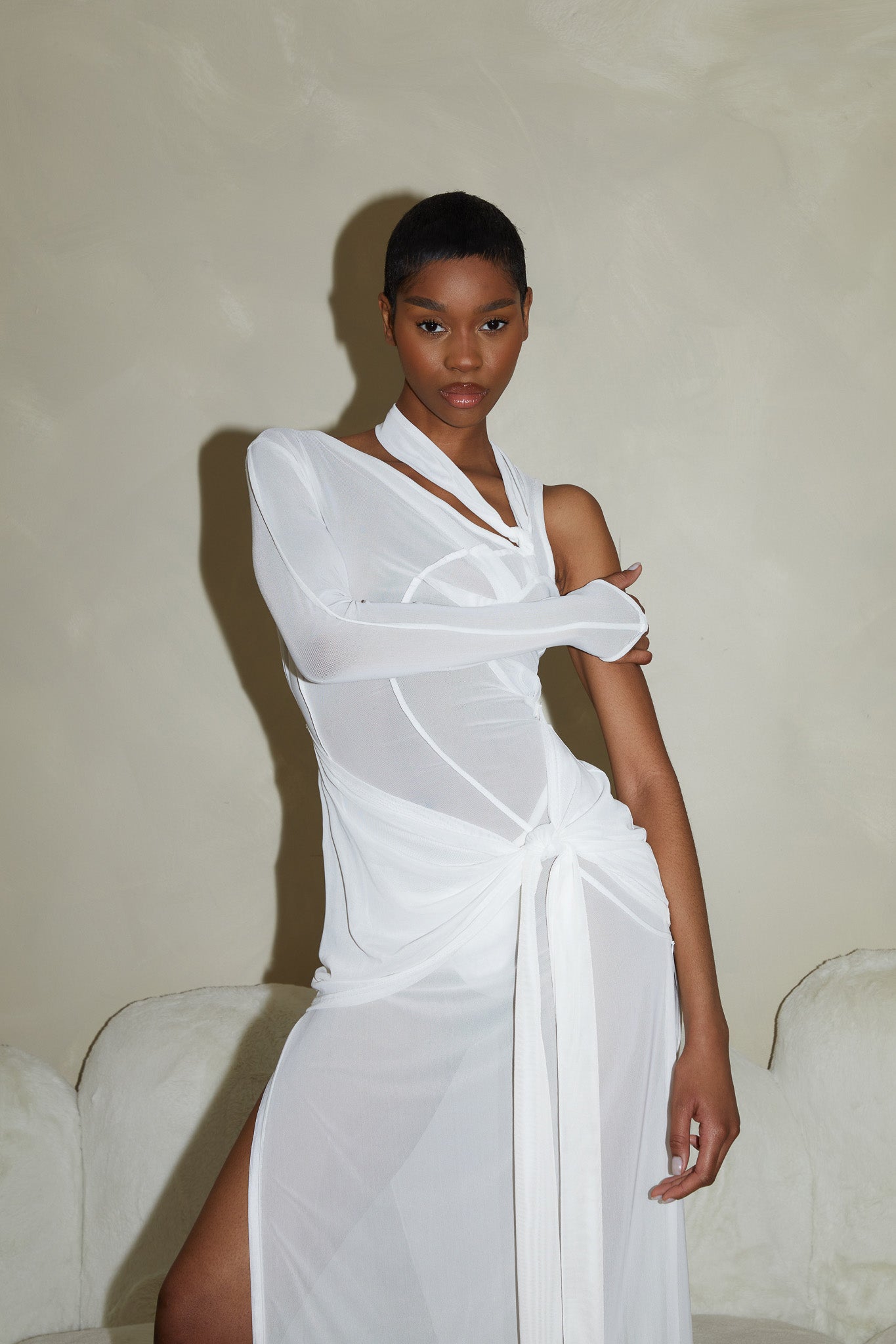 Asymmetric Knot Mesh Maxi - Yacht White