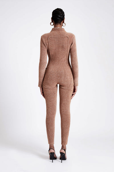 Wool Knit Catsuit - Toffee Nut