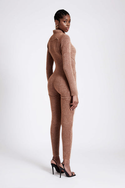 Wool Knit Catsuit - Toffee Nut