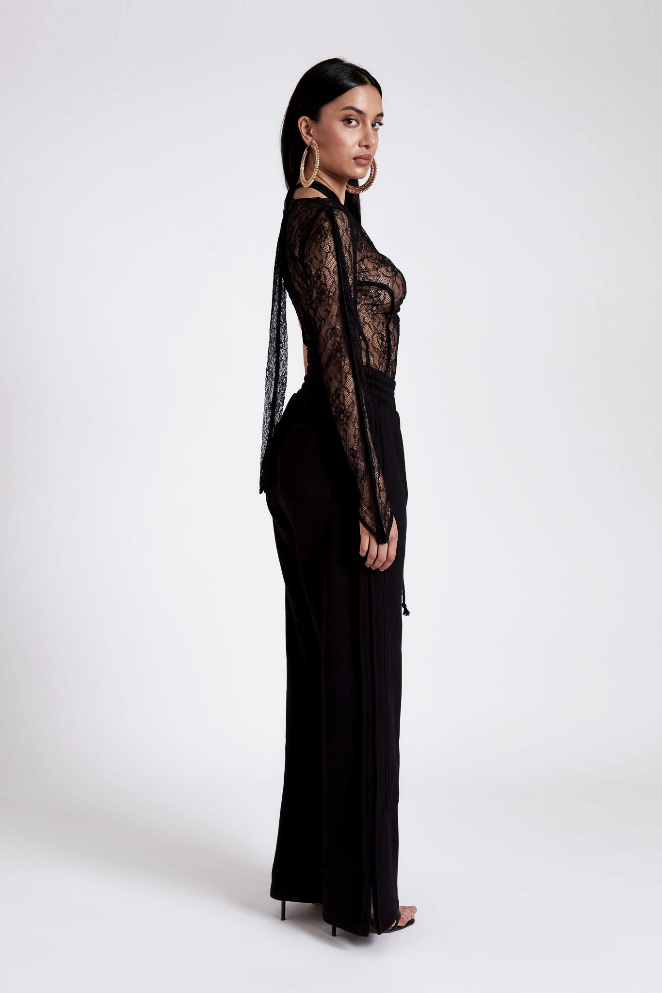 PRE ORDER Asymmetric Lace Top - Panther