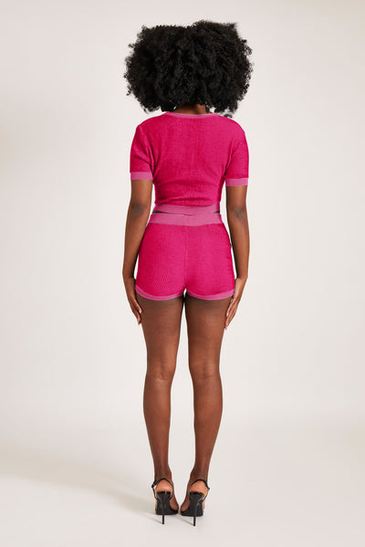 Jacquard Knit Shorts - Barbie