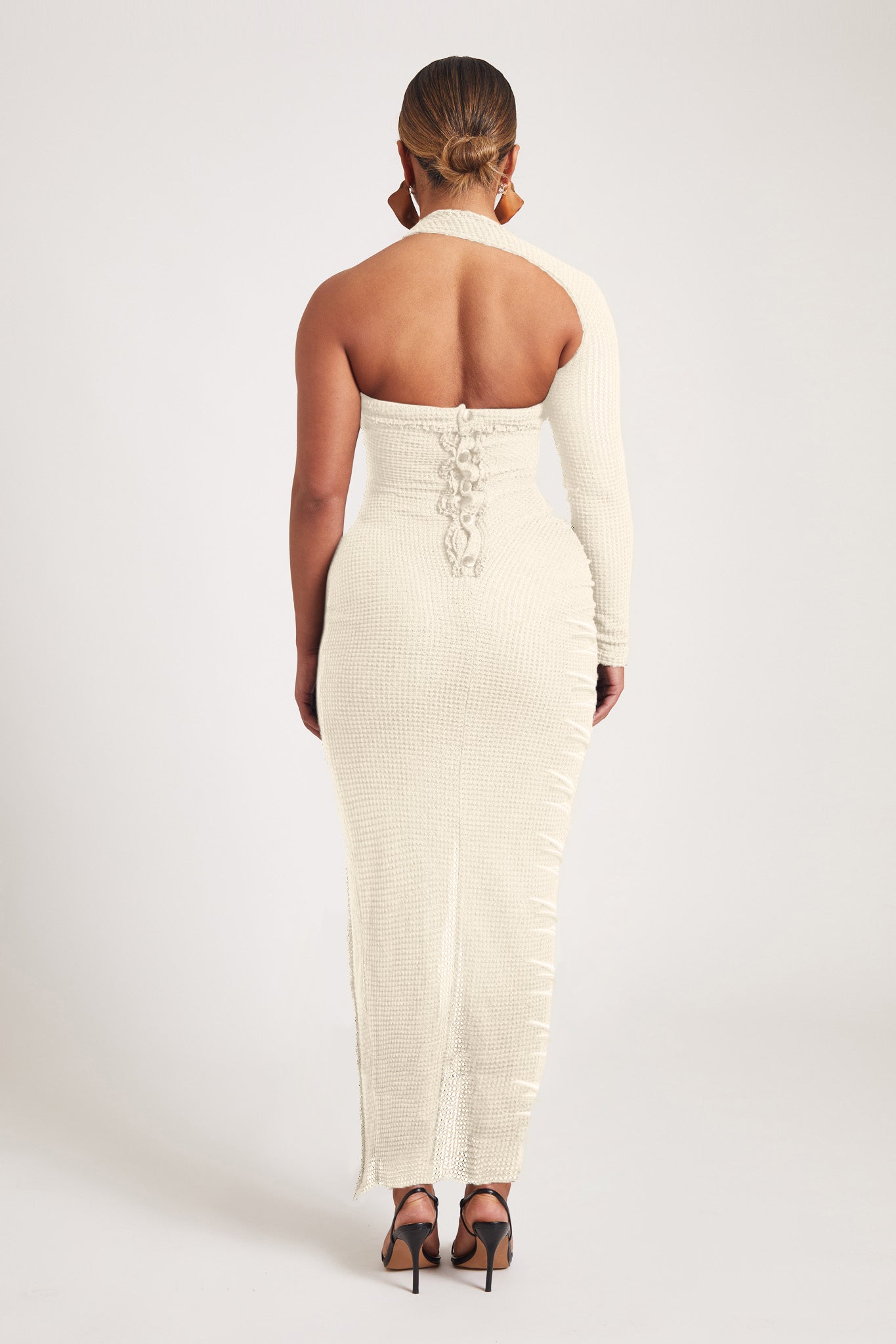 Raw Edge Buttoned Asymmetric Maxi - Ecru