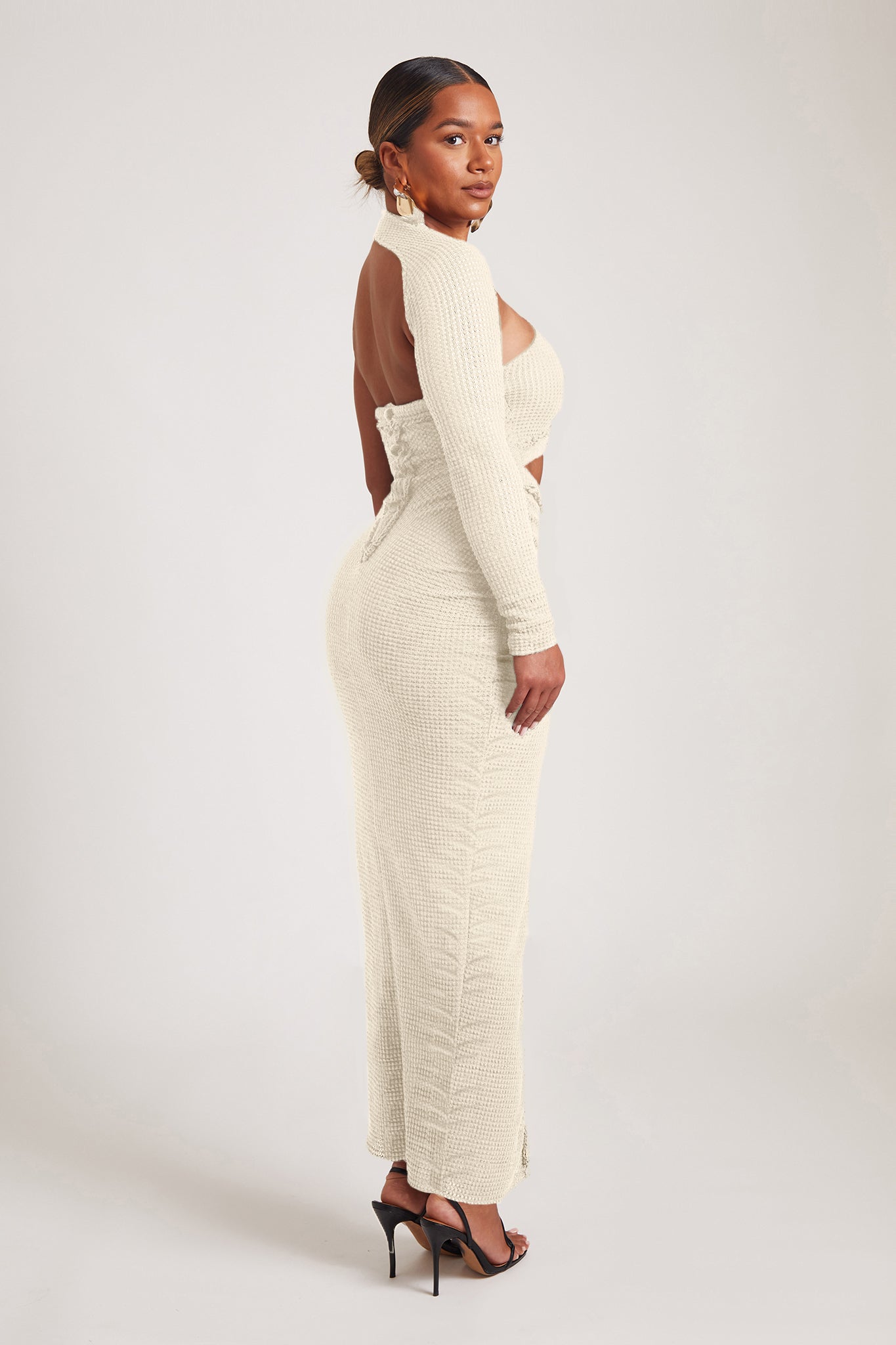 Raw Edge Buttoned Asymmetric Maxi - Ecru