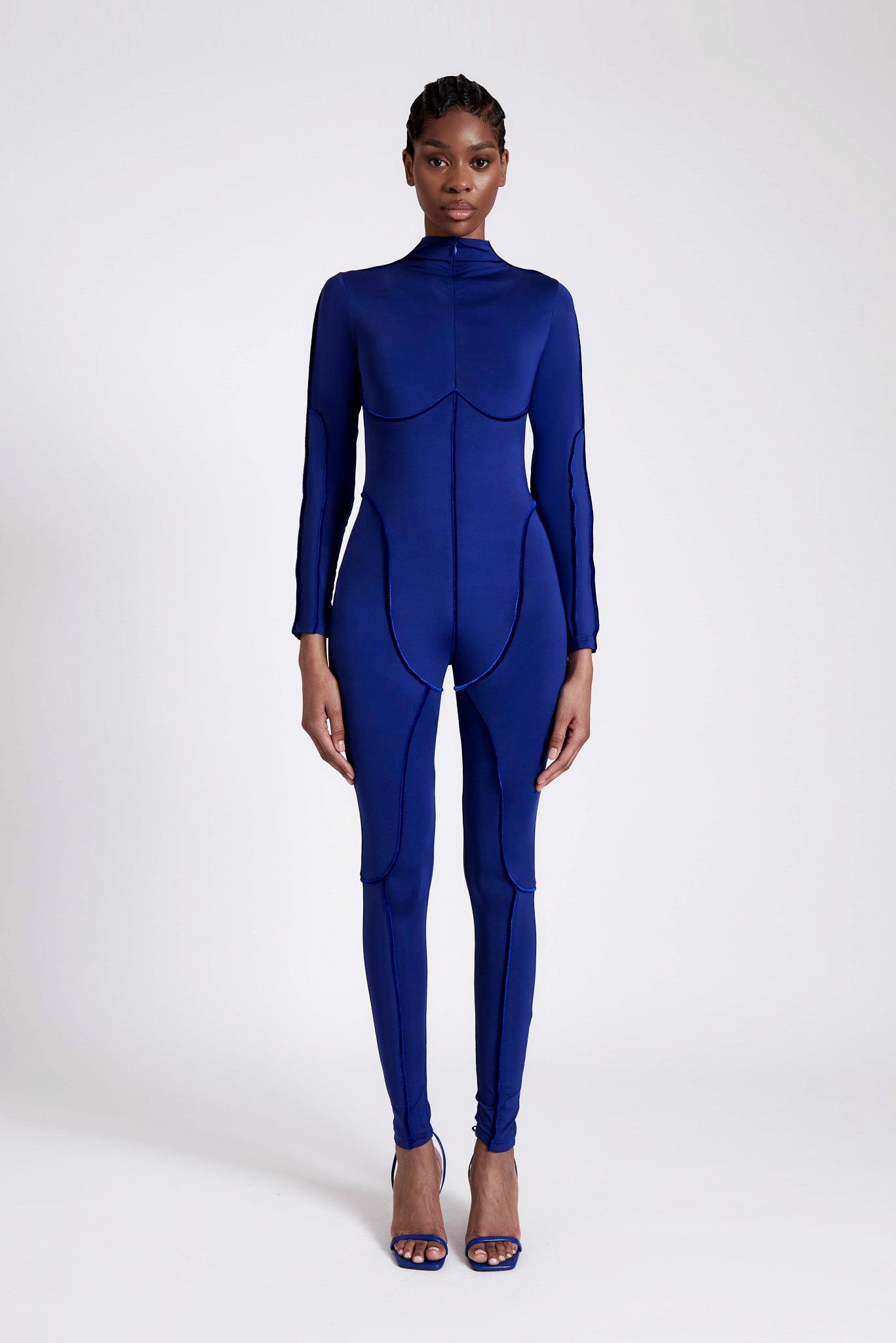 Skin Piped Catsuit - Sapphire