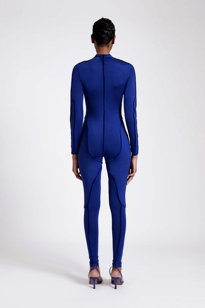 Skin Piped Catsuit - Sapphire