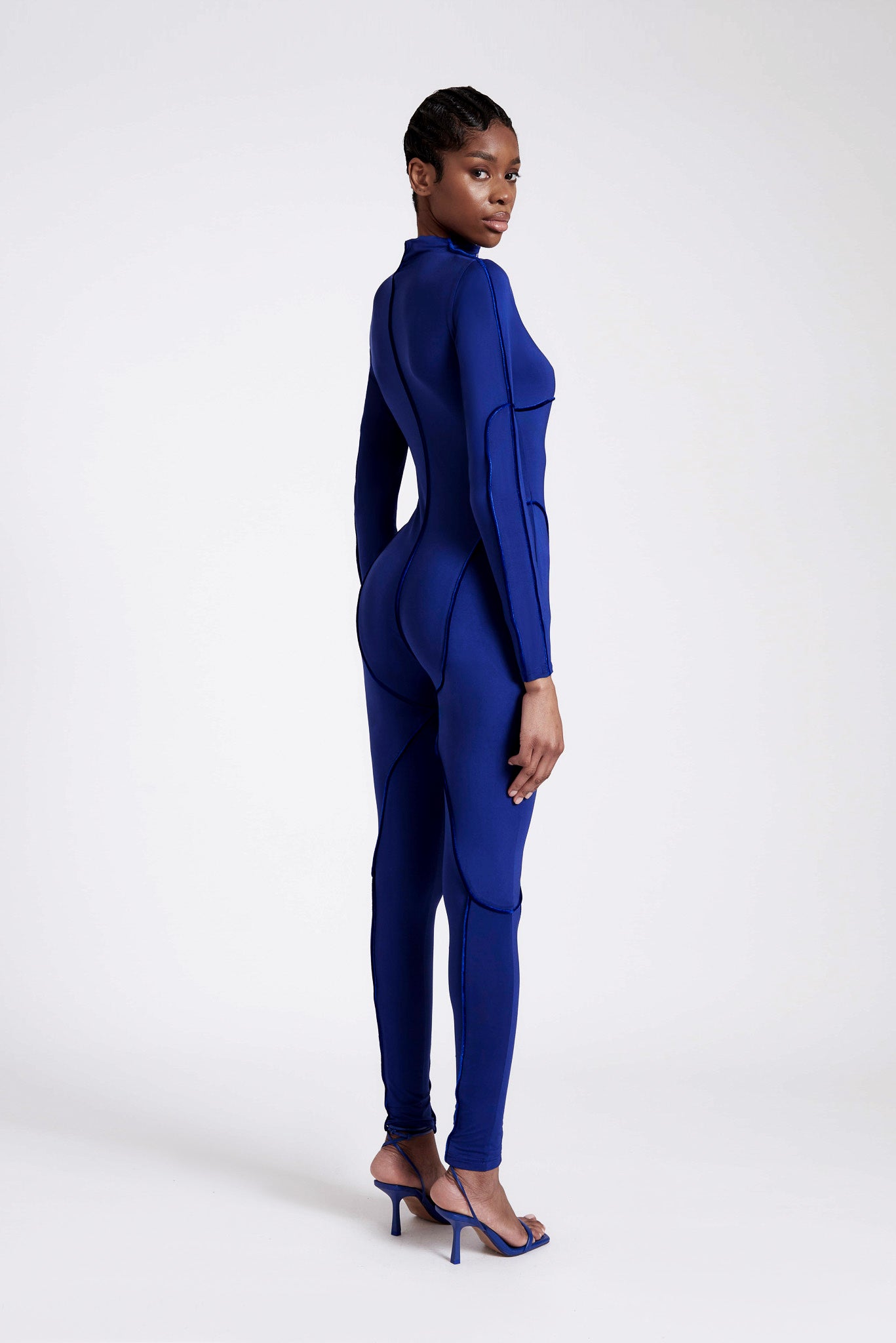 Skin Piped Catsuit - Sapphire