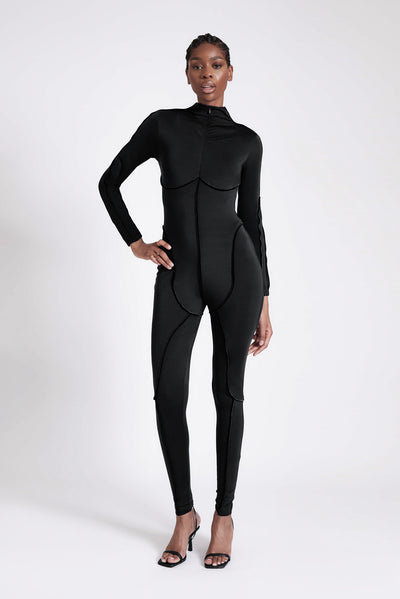 Skin Piped Catsuit - Panther