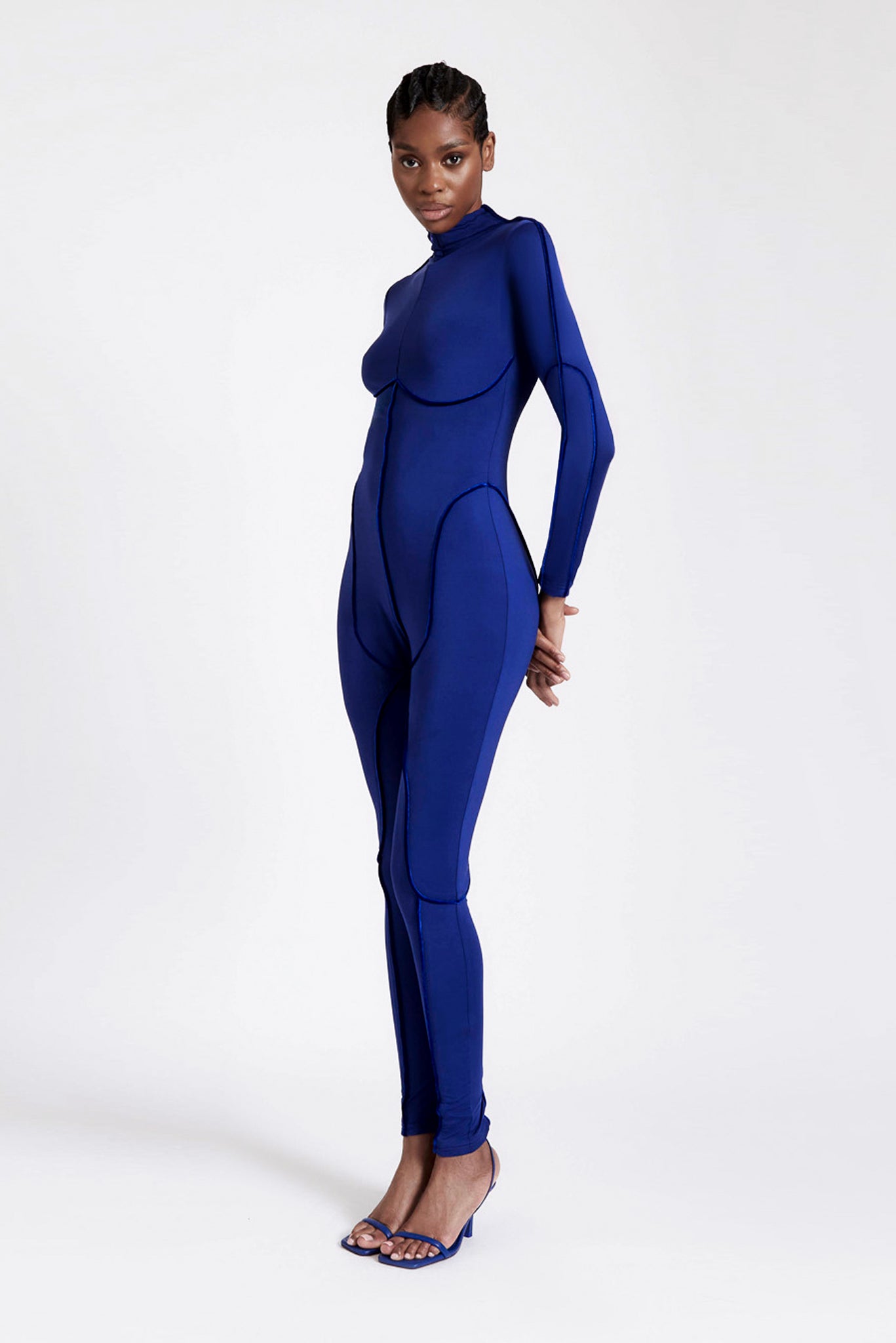 Skin Piped Catsuit - Sapphire