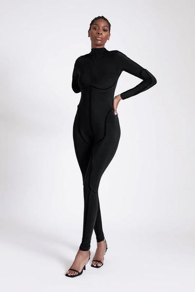 Skin Piped Catsuit - Panther