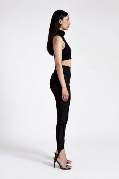 Stirrup Mesh Legging Pants - Panther