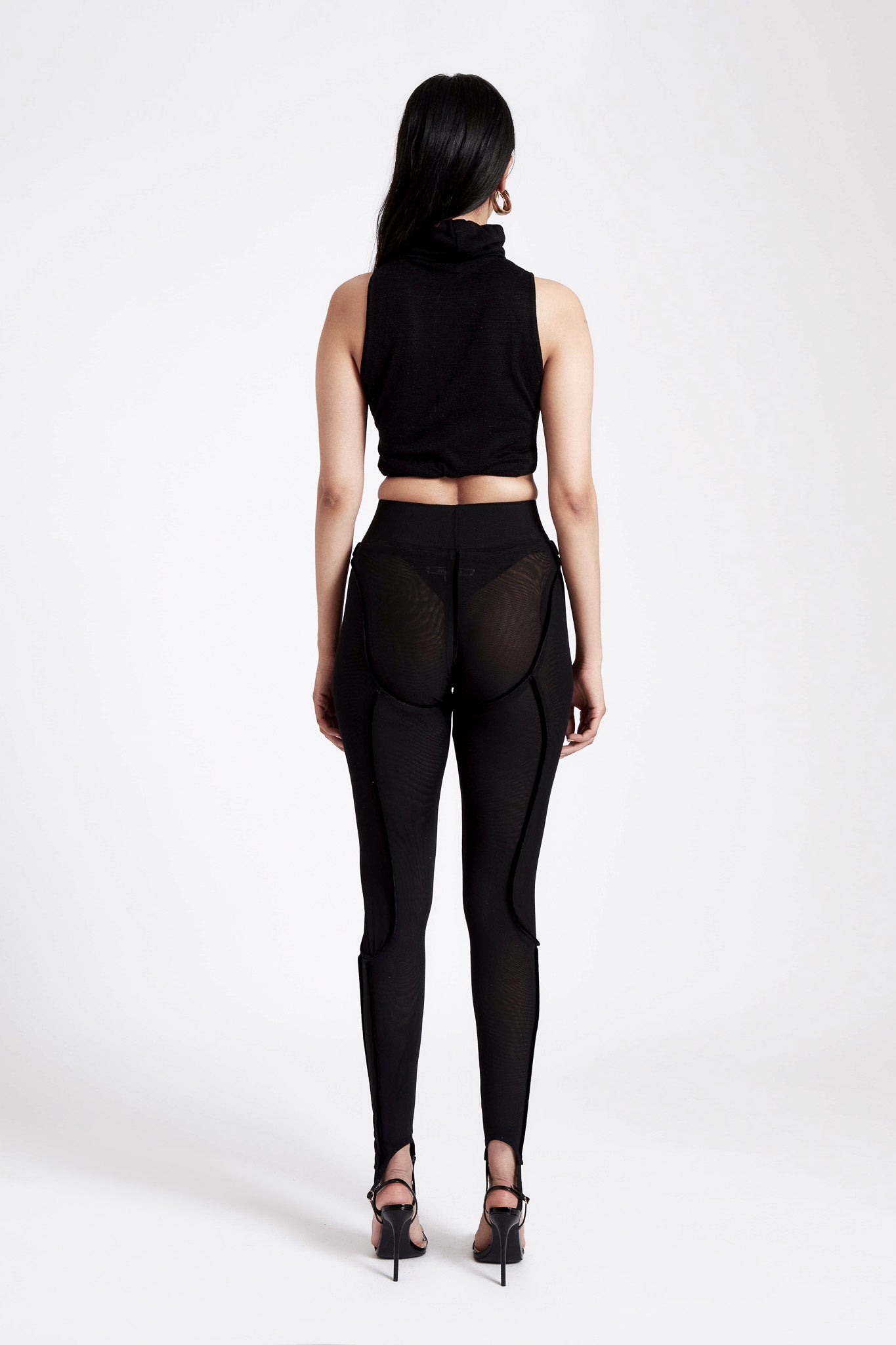 Stirrup Mesh Legging Pants - Panther