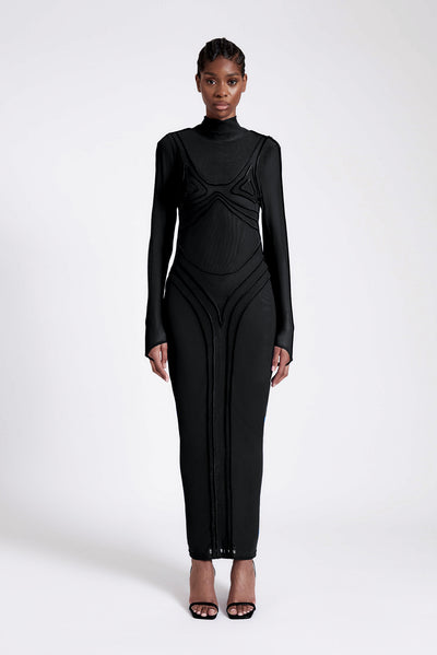 PRE ORDER Bodee Piped Mesh Maxi - Panther