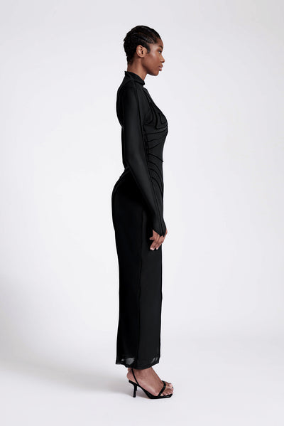 PRE ORDER Bodee Piped Mesh Maxi - Panther