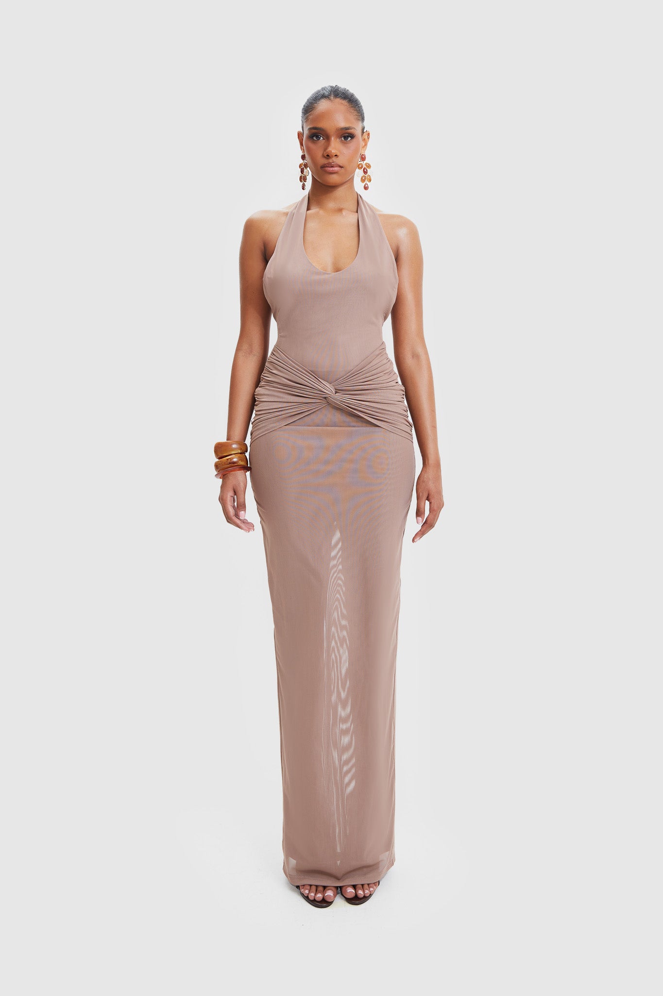 Naomi Open Back Dress - Burnt Sugar