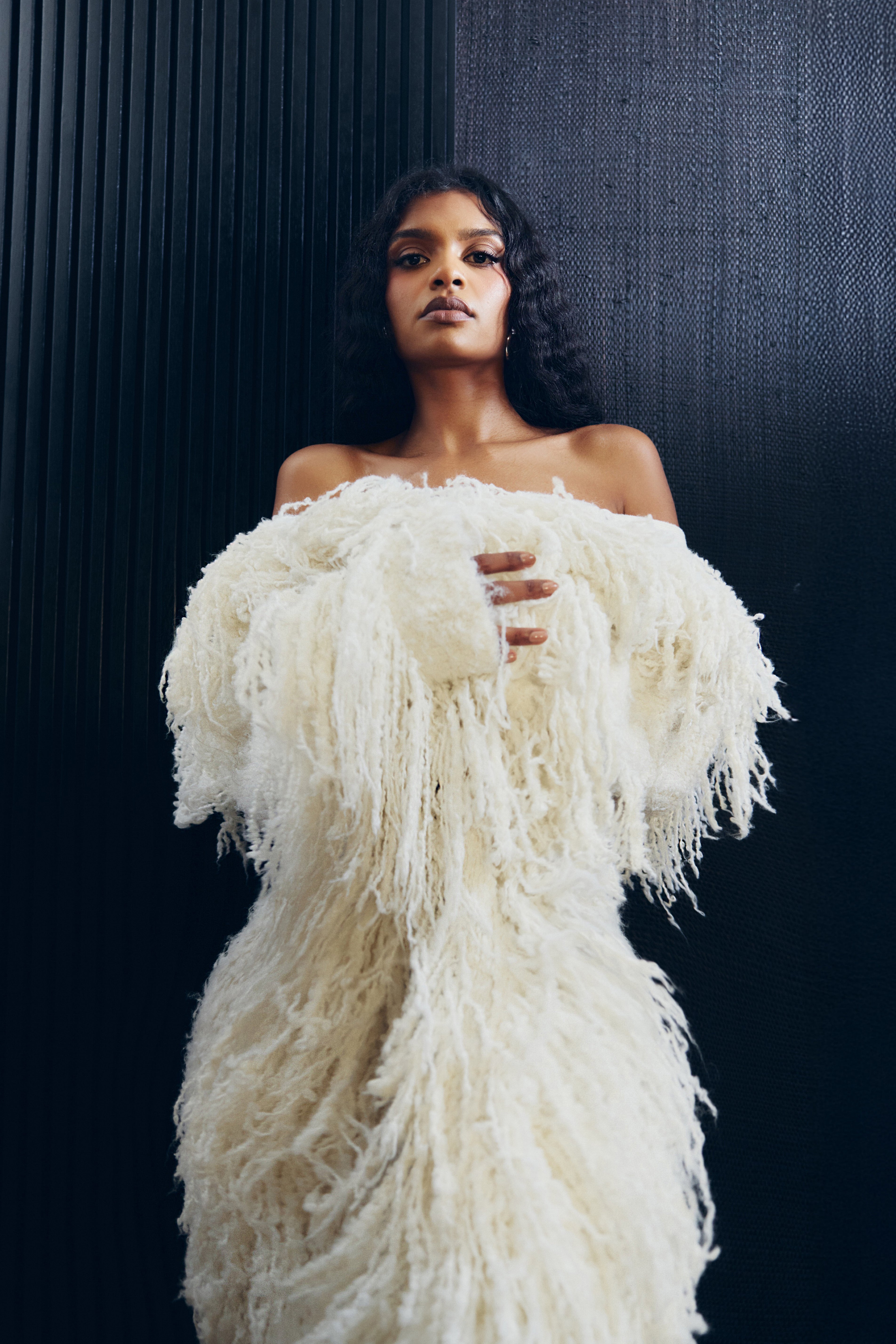 PRE ORDER Knitted Alpaca Fur Coat - Off White