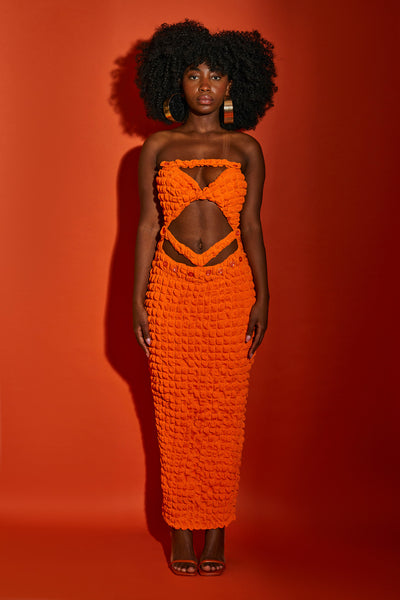 Twisted Bandeau Maxi - Flame