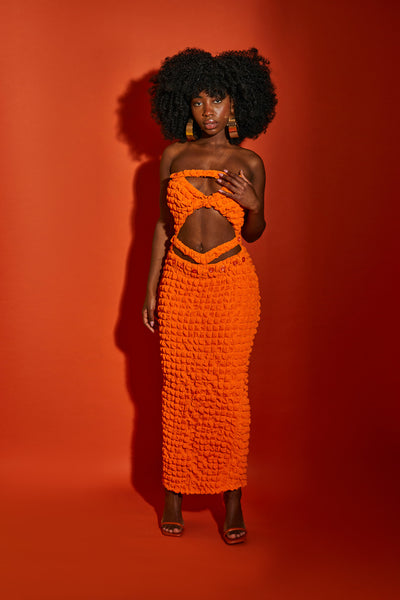 Twisted Bandeau Maxi - Flame