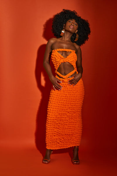 Twisted Bandeau Maxi - Flame