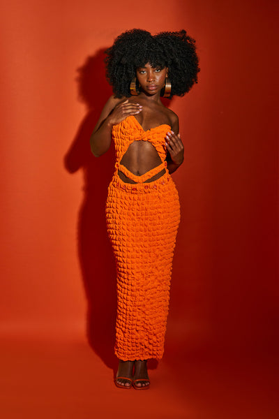 Twisted Bandeau Maxi - Flame