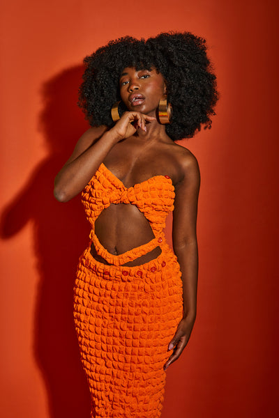 Twisted Bandeau Maxi - Flame