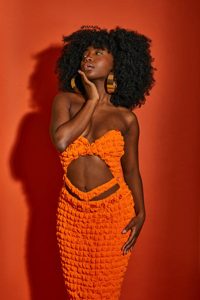 Twisted Bandeau Maxi - Flame