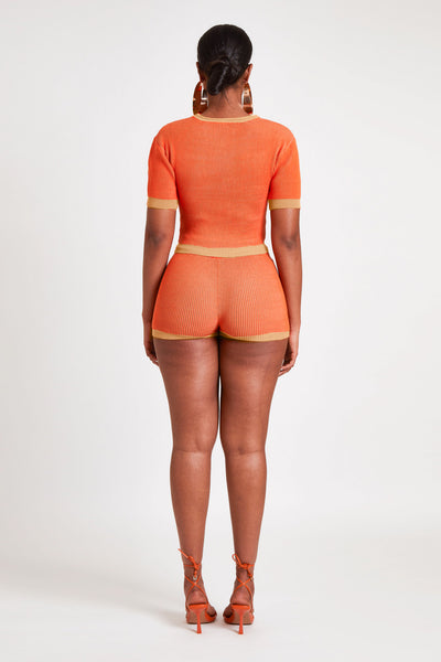 Jacquard Knit Tee - Flame
