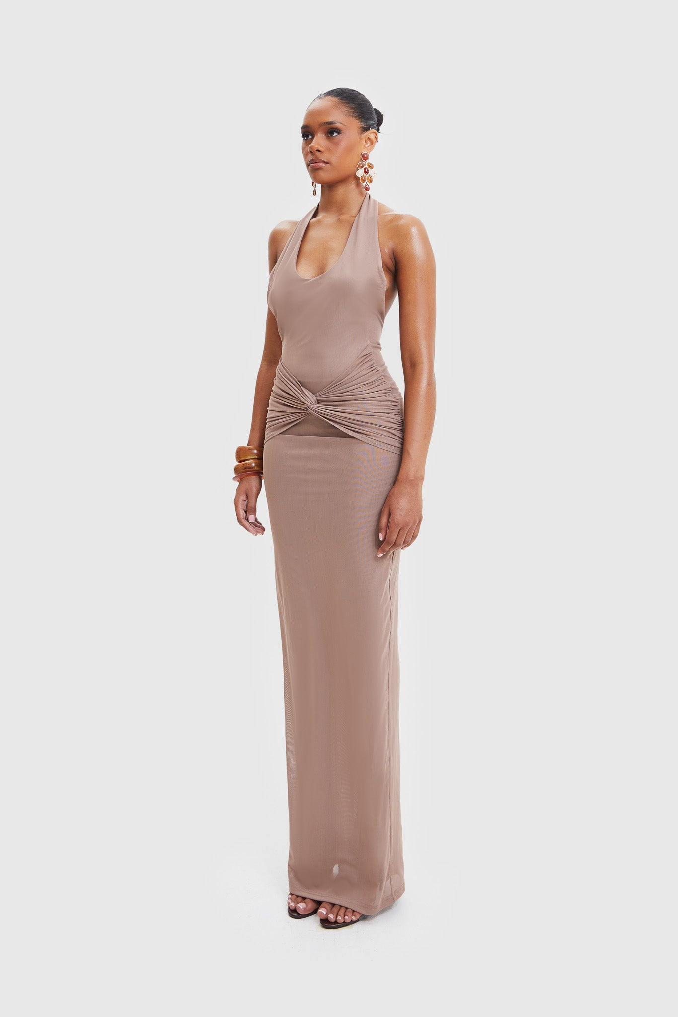 Naomi Open Back Dress - Burnt Sugar