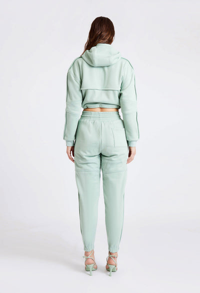 Quilted Arm Zip-Up Hooded Jacket - Frosted Mint