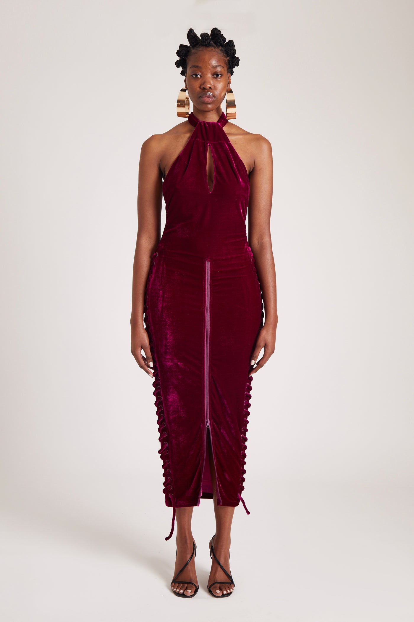 Halter Velvet Maxi - Crushed Dragonfruit