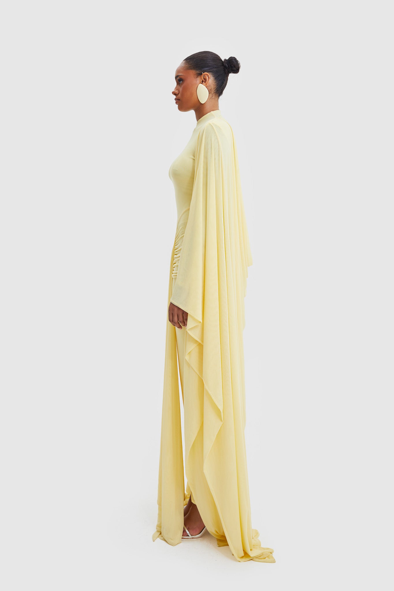 Aluya Mesh Draped Cape - Soft Limone