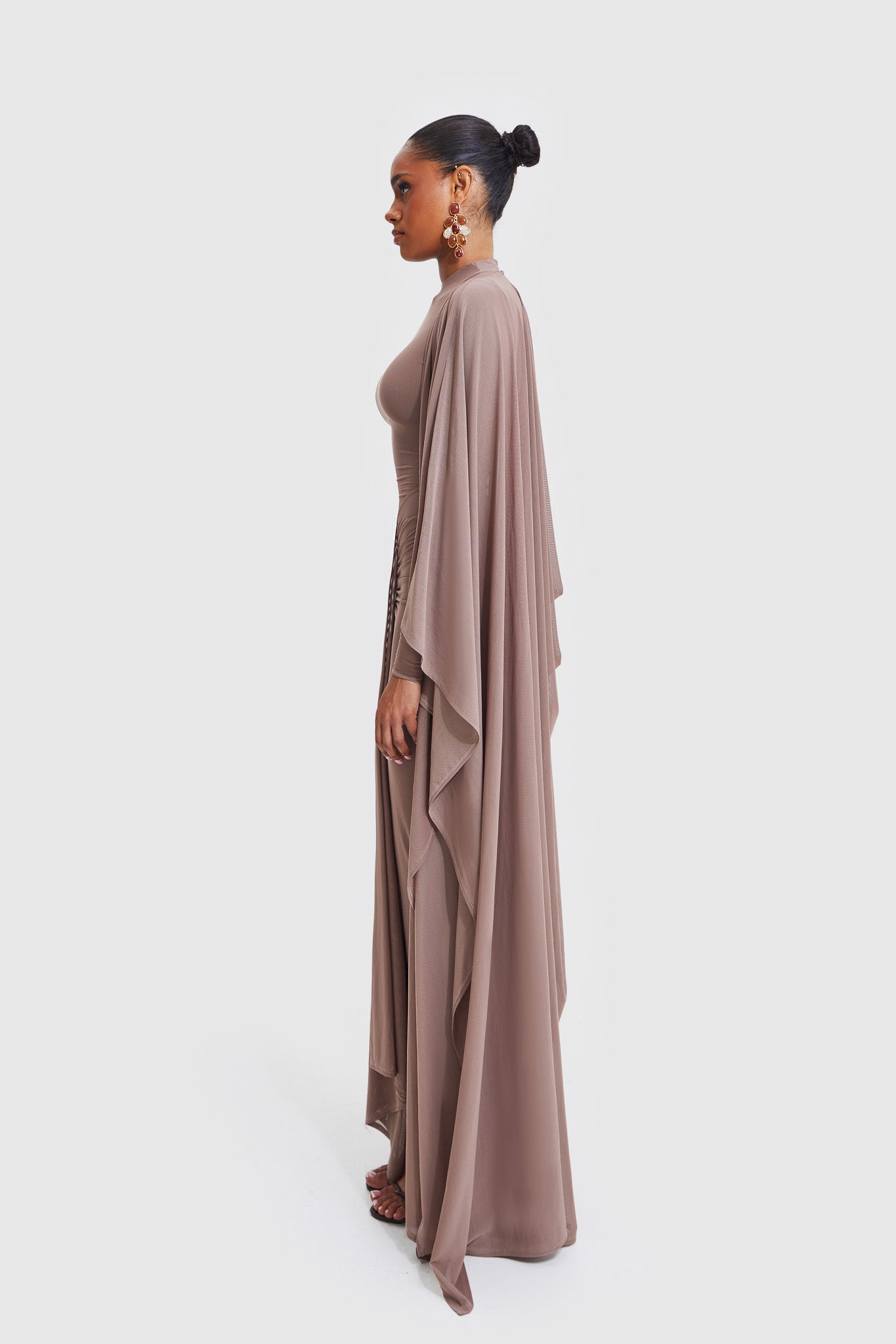 Aluya Mesh Draped Cape - Burnt Sugar