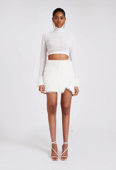 Fur Mini Skirt - Yacht White