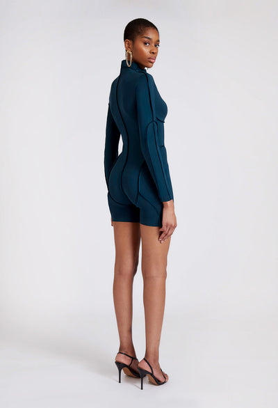 Skin Piped Playsuit - Teal